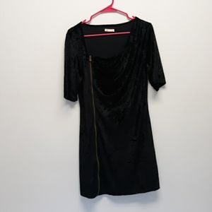 Crushed velvet zip up club dress black